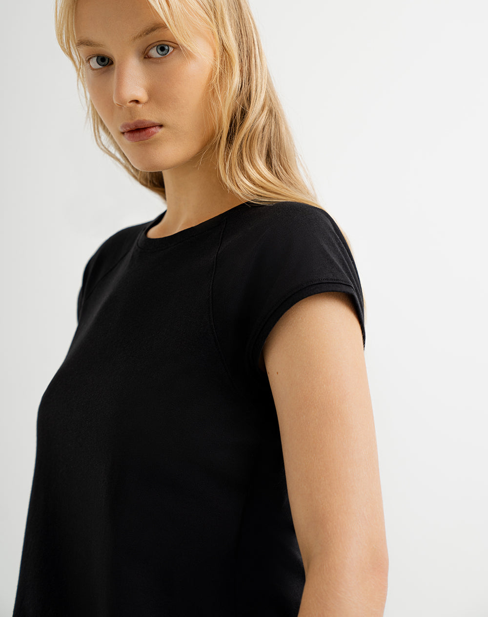 Camiseta algodón holgada negra mujer