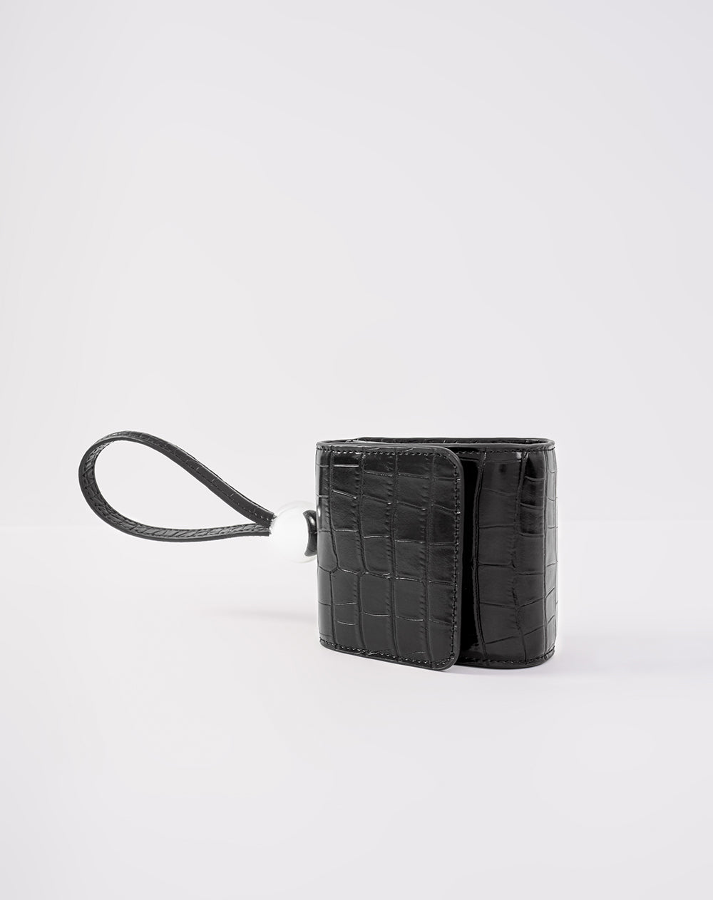 Bolso mini efecto cuero reptil negro mujer