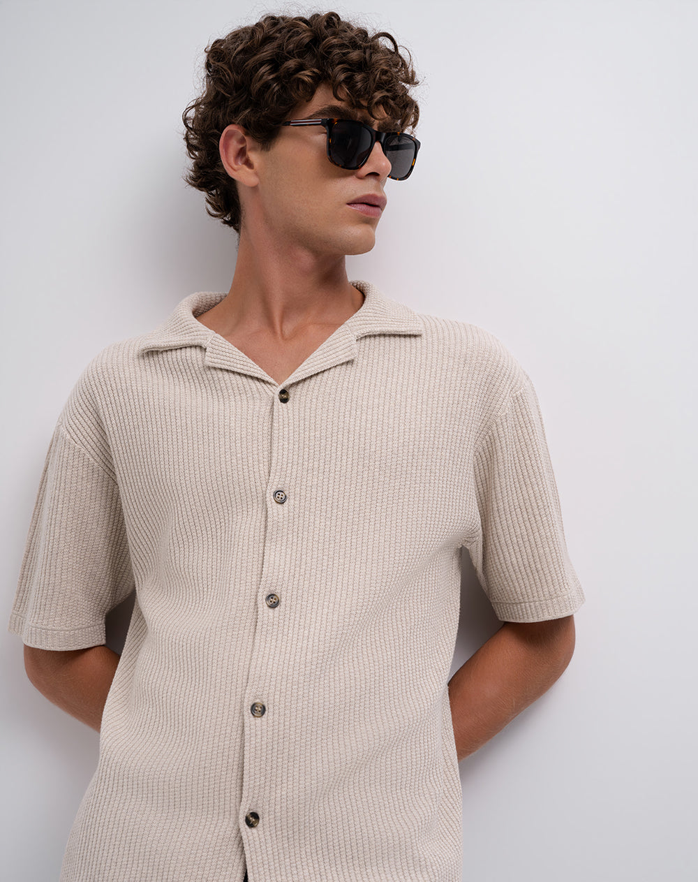 Camisa manga corta regular tejido de punto habana hombre