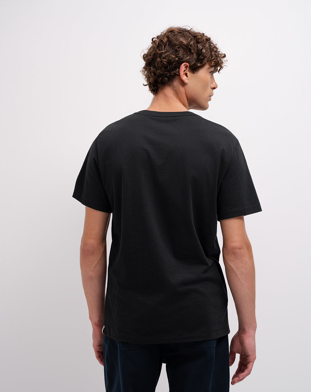 Camiseta regular algodón negra hombre