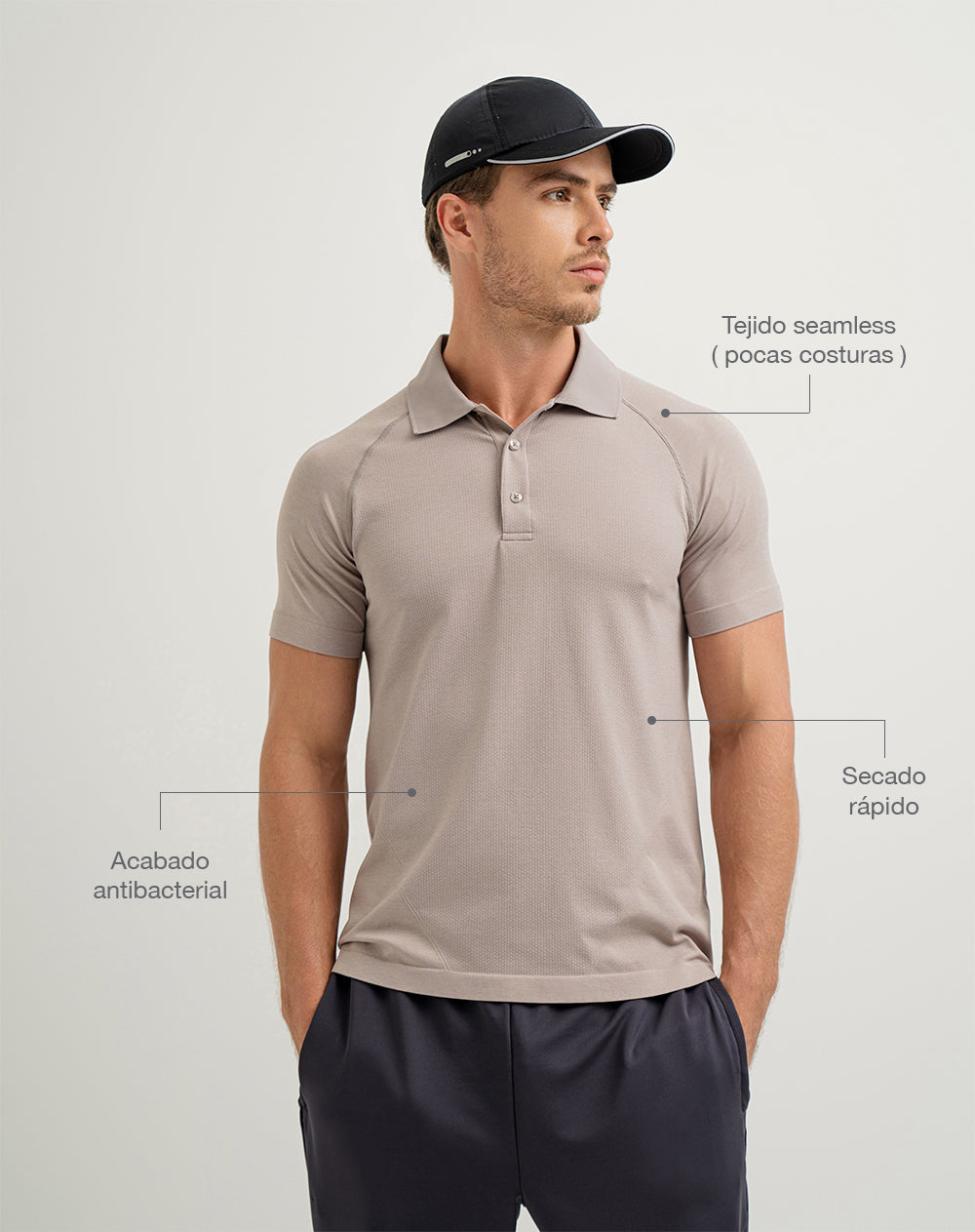 Polo deportiva seamless cáfe hombre