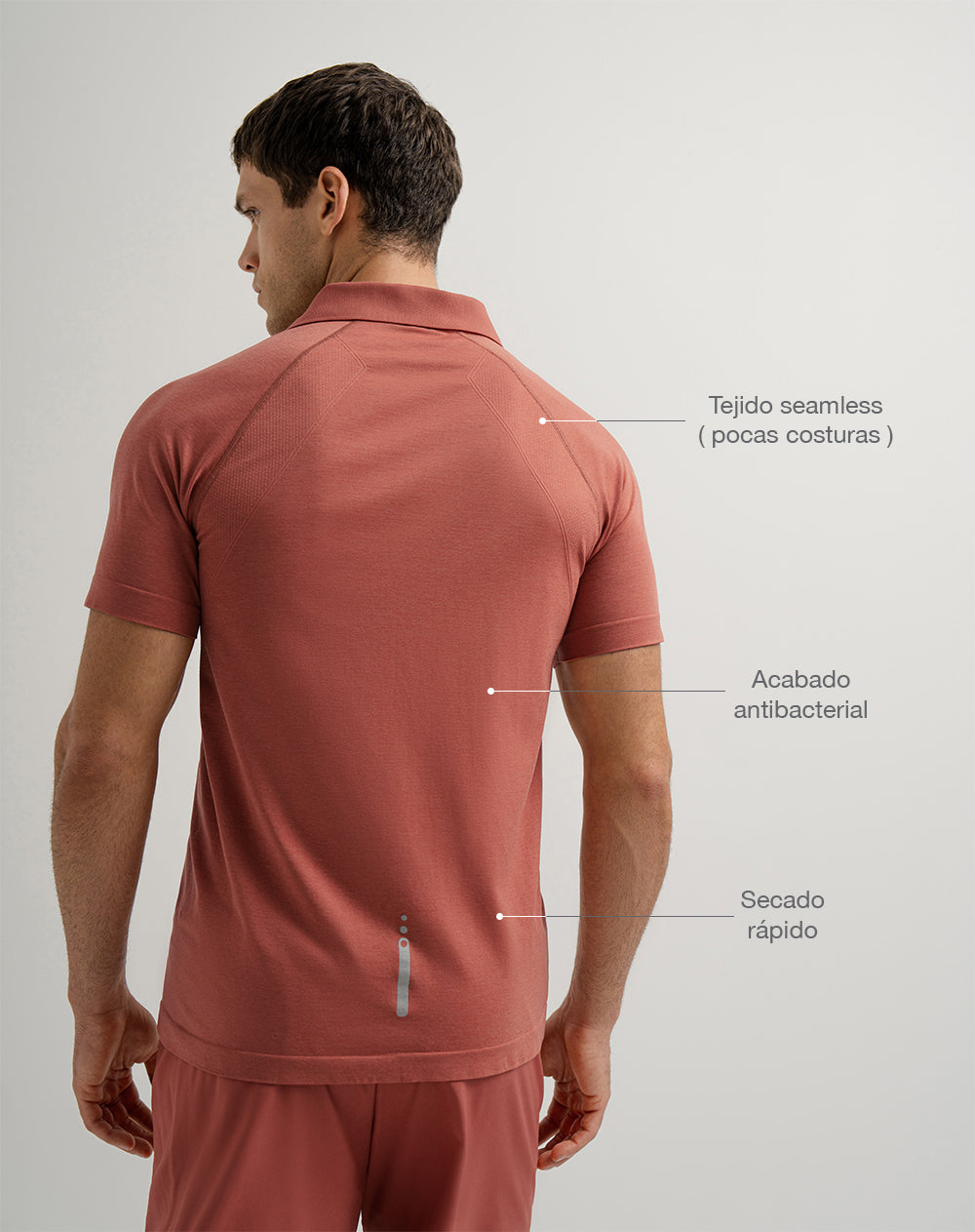 Polo deportiva seamless terracota hombre