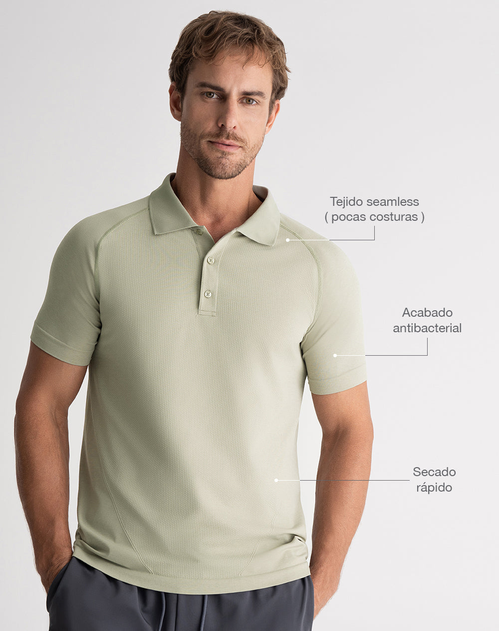 Polo deportiva seamless verde hombre