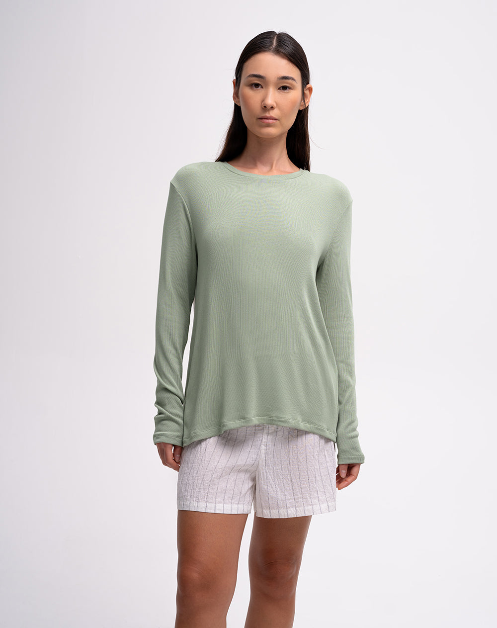 Camibuzo oversize rib algodón verde mujer