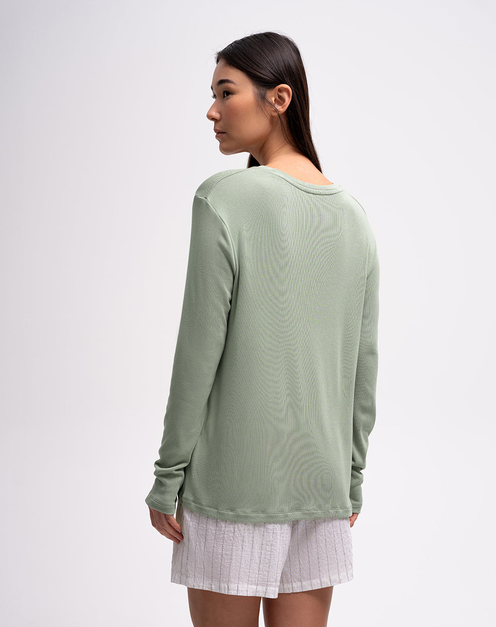 Camibuzo oversize rib algodón verde mujer