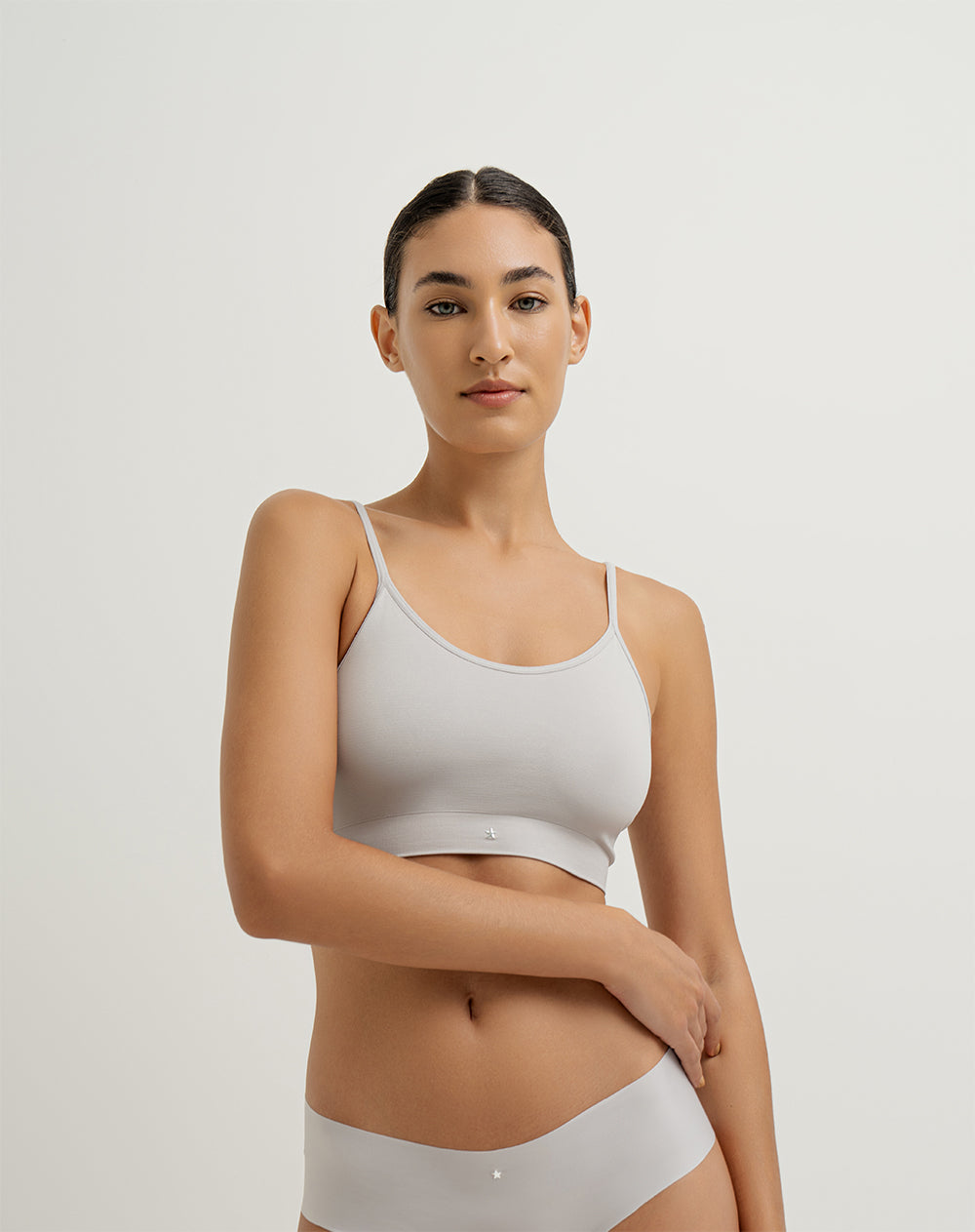 Top soporte medio seamless cargaderas reforzadas gris