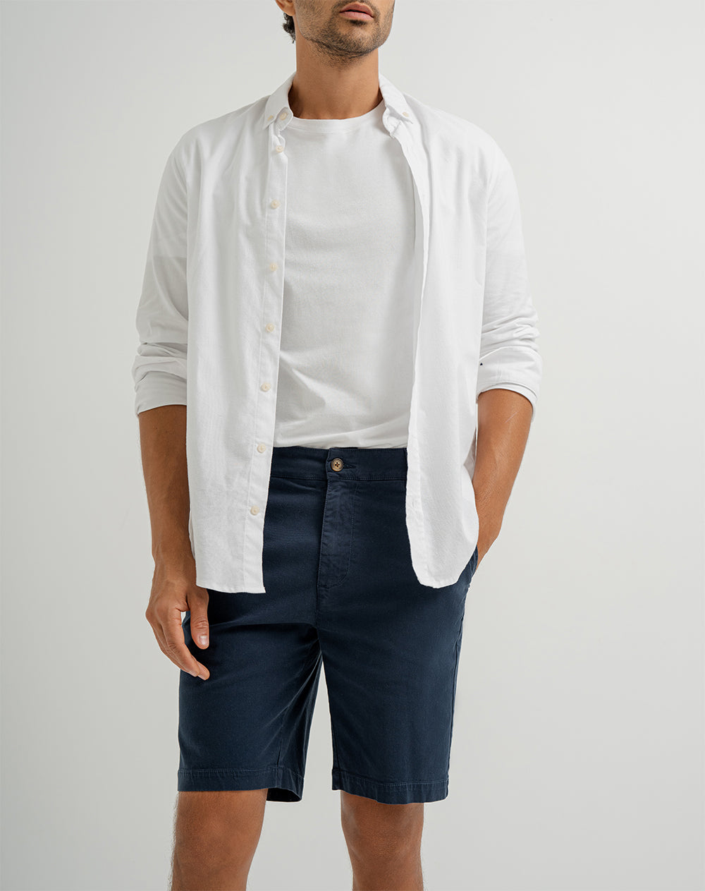 Bermuda regular algodón azul hombre