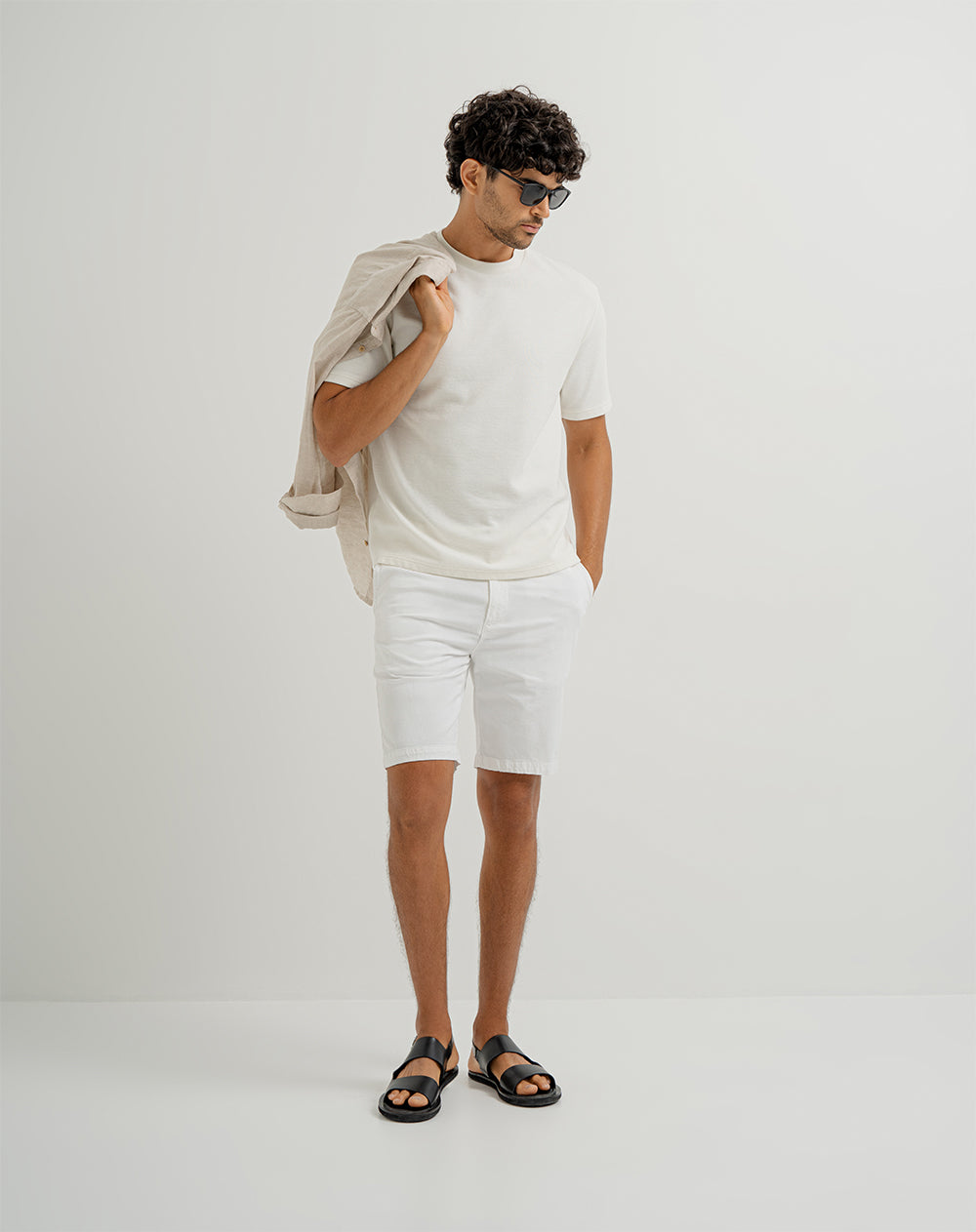 Bermuda regular algodón blanco hombre