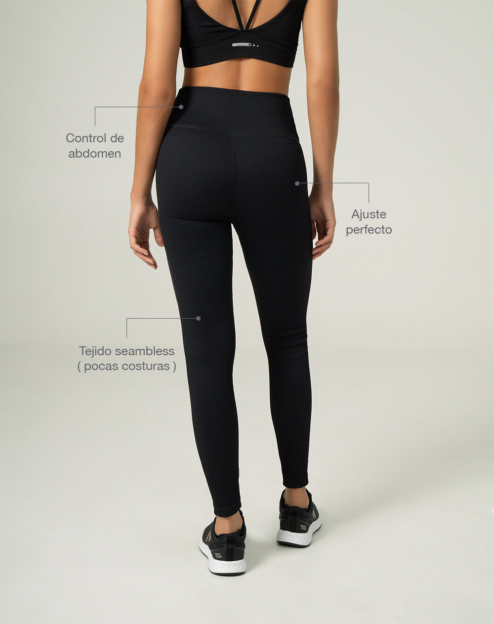 Legging deportivo seamless antibacterial negro mujer
