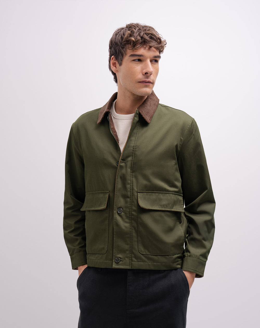 Chaqueta relaxed verde mujer
