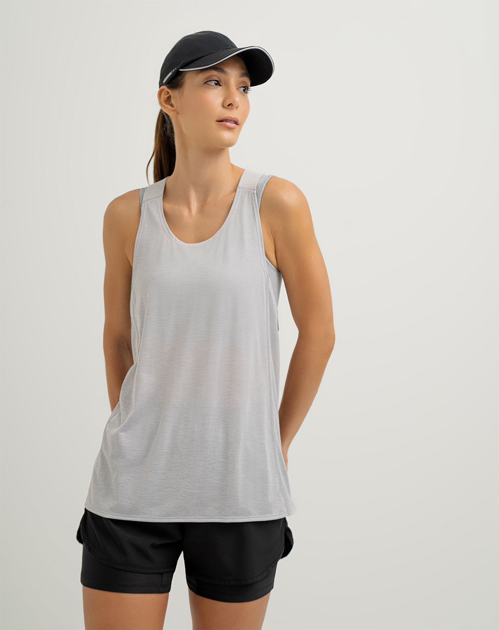 Camiseta esqueleto deportiva mujer control humedad gris