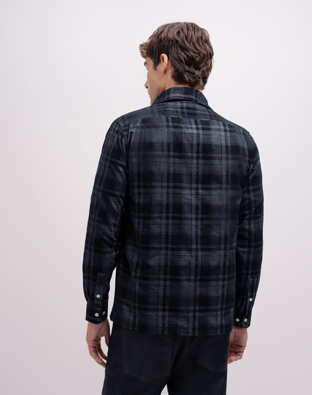 Camisa manga larga regular azul hombre