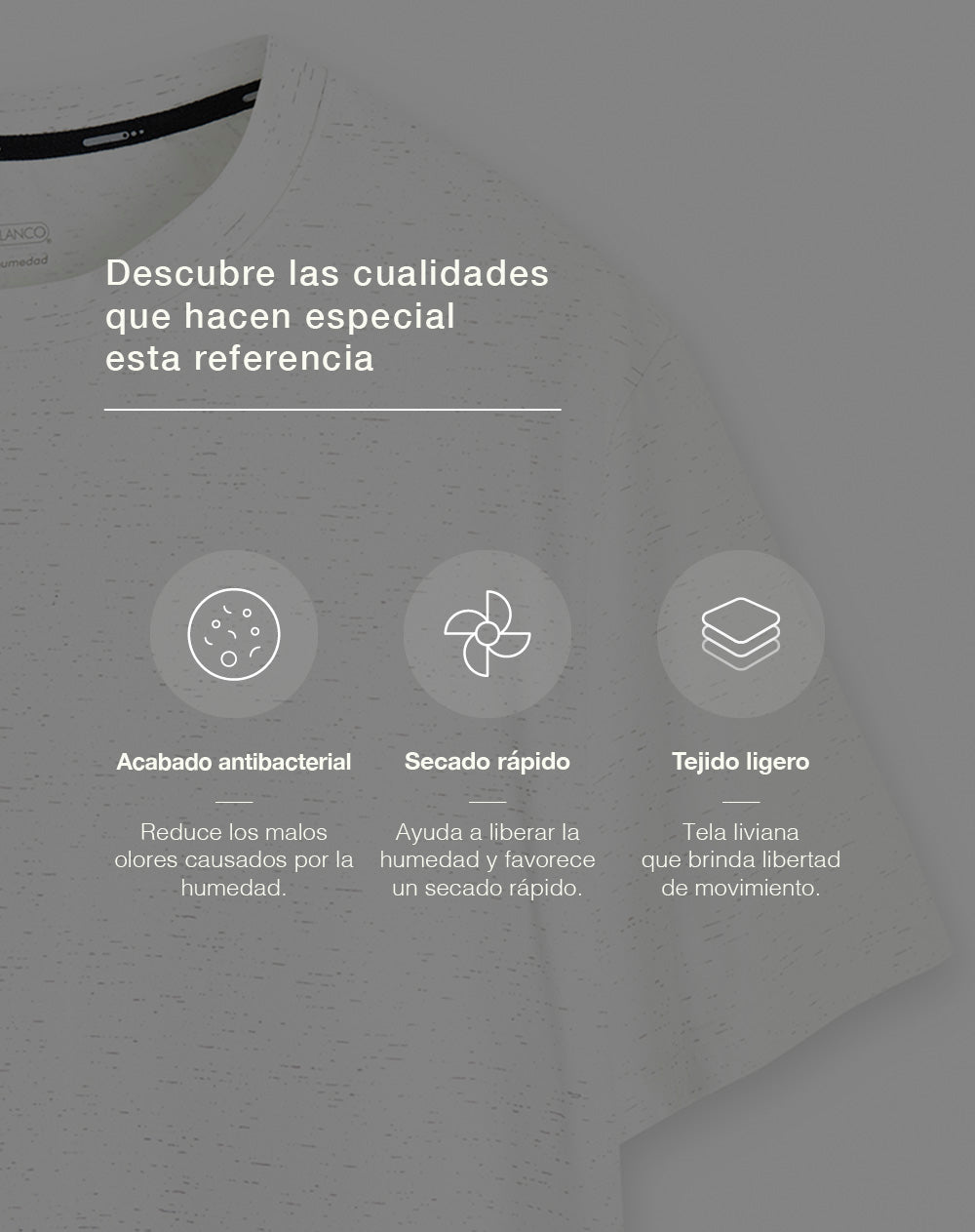 Camiseta deportiva control humedad blanca hombre