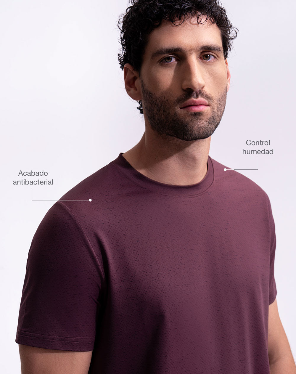 Camiseta deportiva control humedad vino tinto hombre