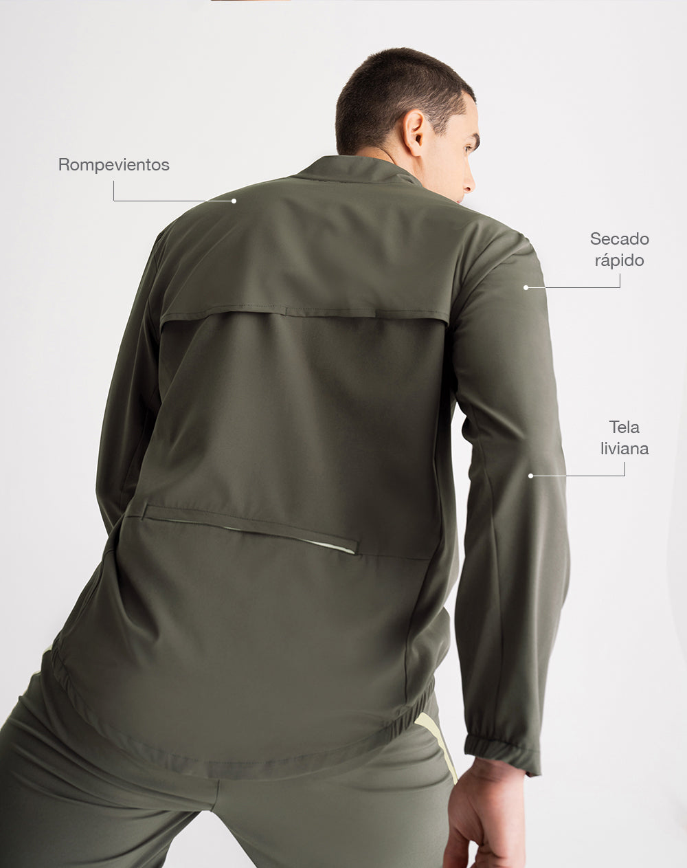 Chaqueta rompevientos verde hombre