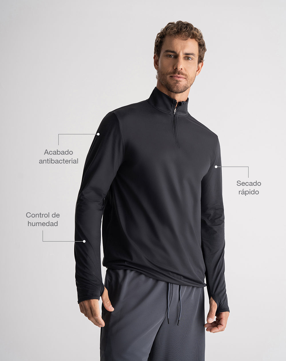 Camibuzo control humedad negro hombre