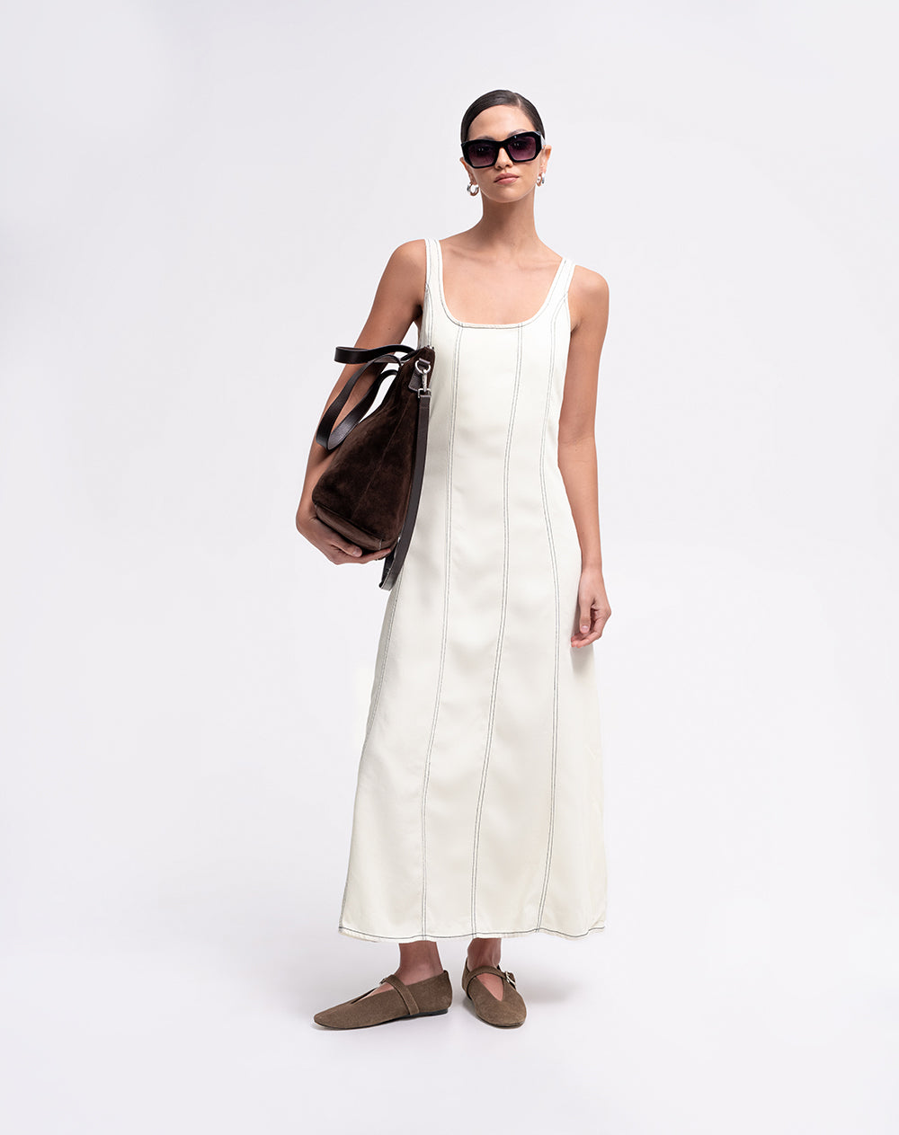 Vestido largo habano mujer