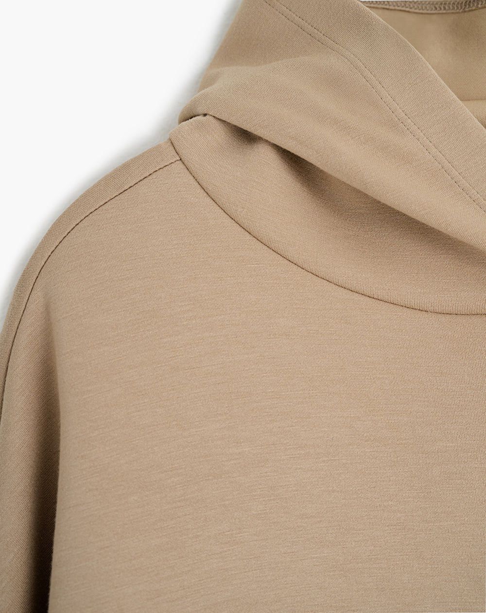 Buzo tipo hoddie tacto suave caramelo mujer