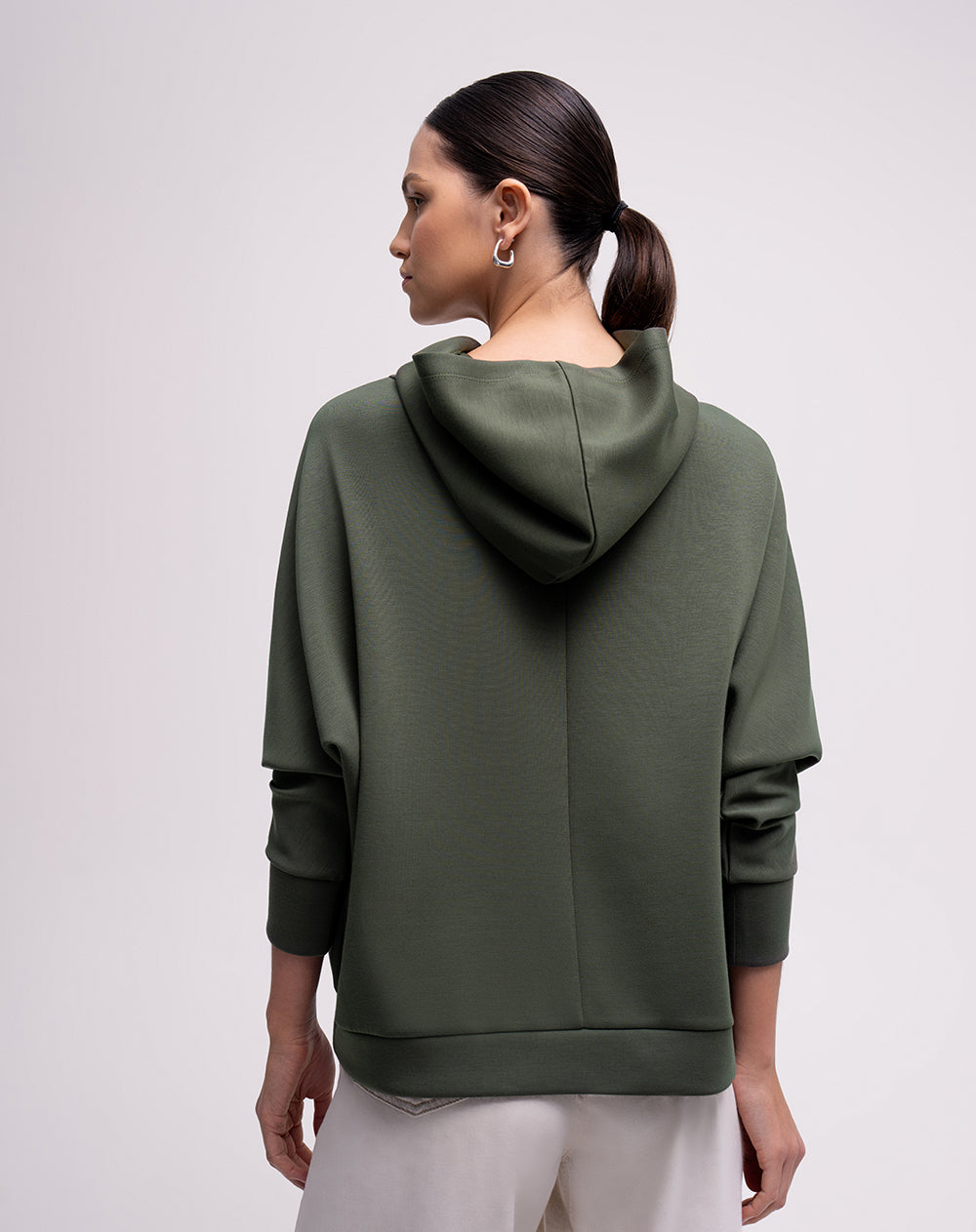 Buzo confort tipo hoddie tacto suave verde mujer