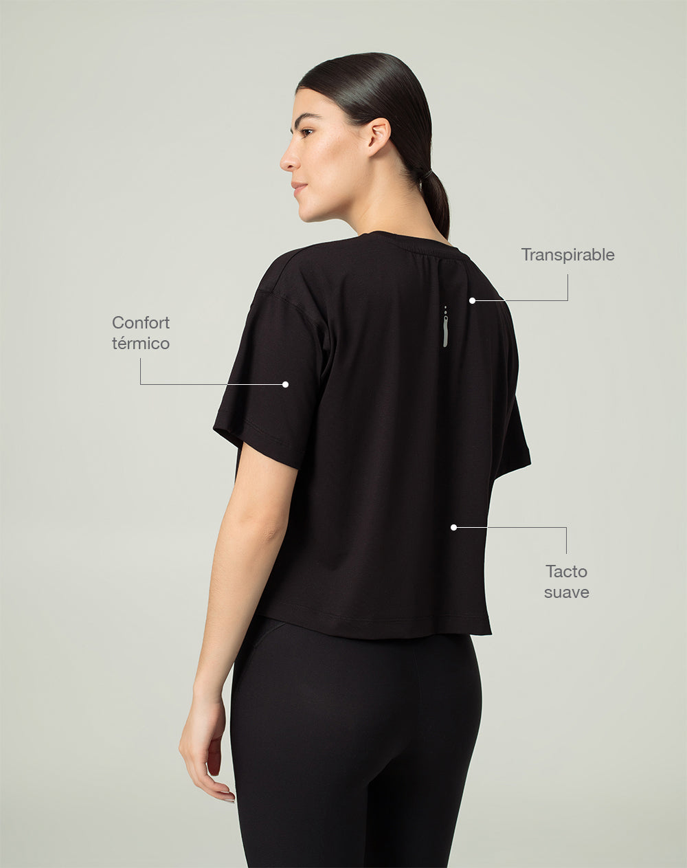 Camiseta deportiva tacto frío negra mujer