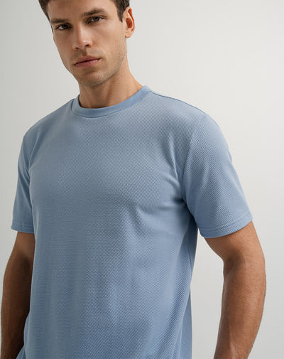 Camiseta regular algodón azul calro hombre