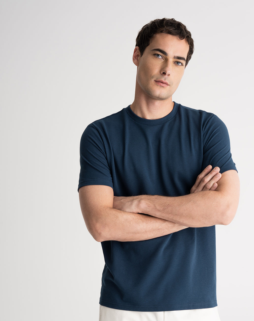 Camiseta algodón azul hombre