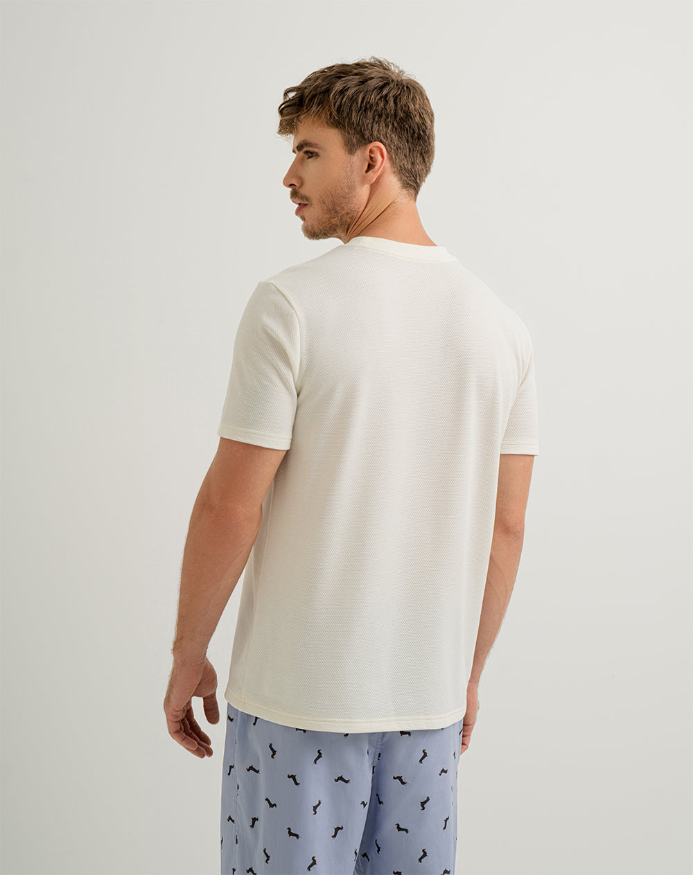 Camiseta regular algodón crema hombre