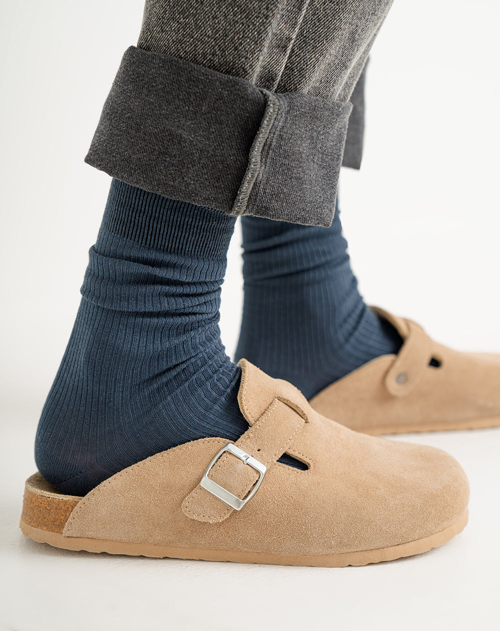 Medias hombre largas algodón azules