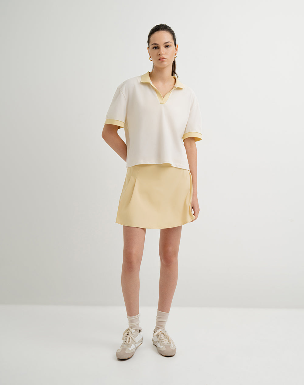 Polo deportiva mujer algodón avena