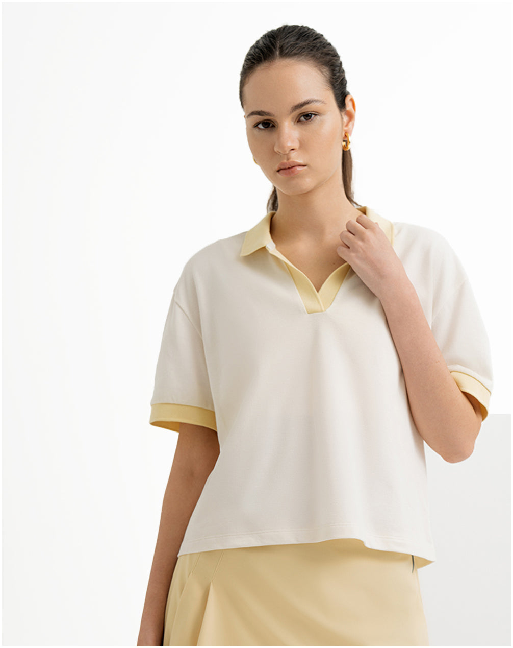 Polo deportiva mujer algodón avena