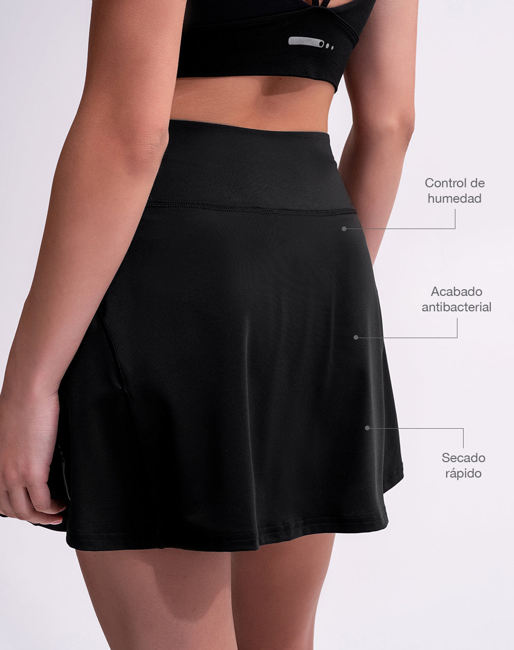 Falda de tenis ciclista interno negra mujer