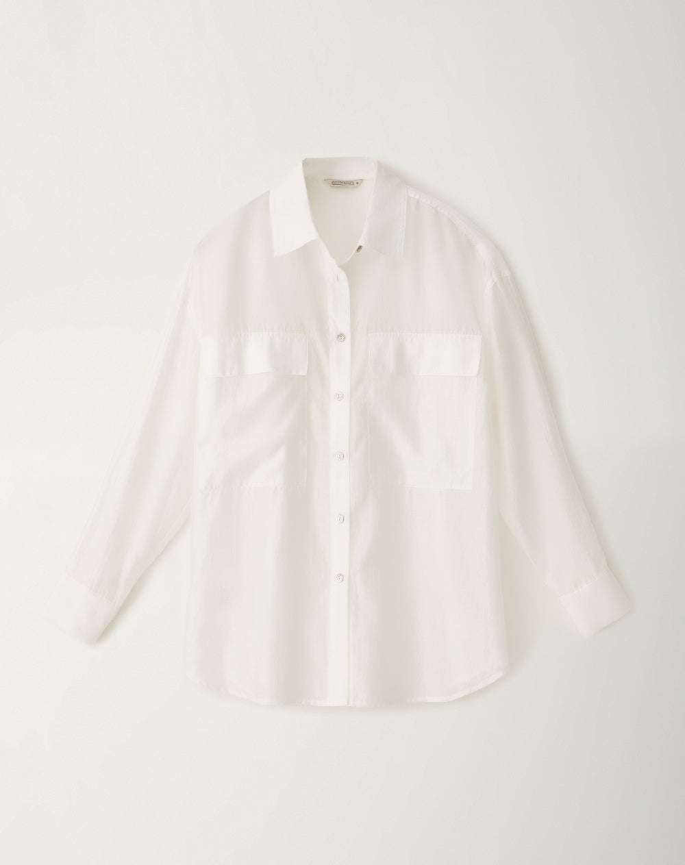 Camisa manga larga oversize transparencia crudo mujer