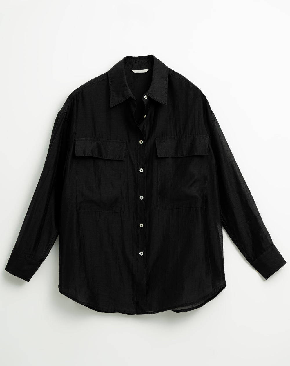 Camisa manga larga oversize transparencia negra mujer