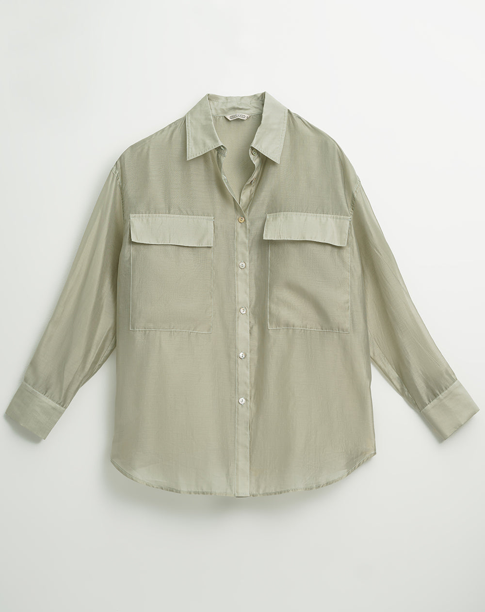 Camisa manga larga oversize transparencia verde mujer