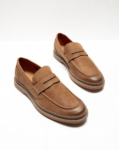 Zapatos loafer cuero café hombre