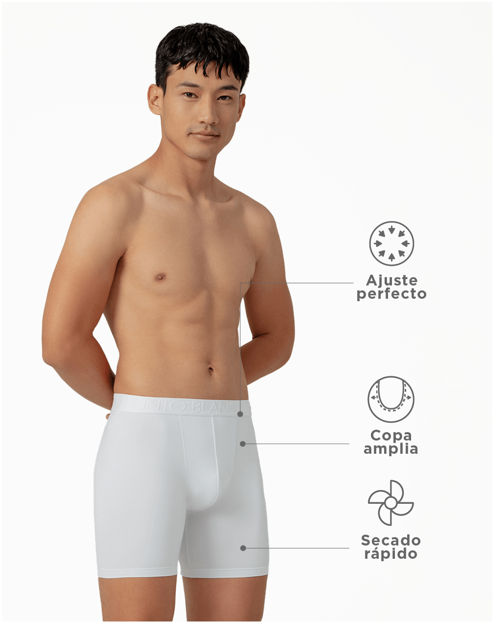 Bóxer deportivo largo microfibra blanco