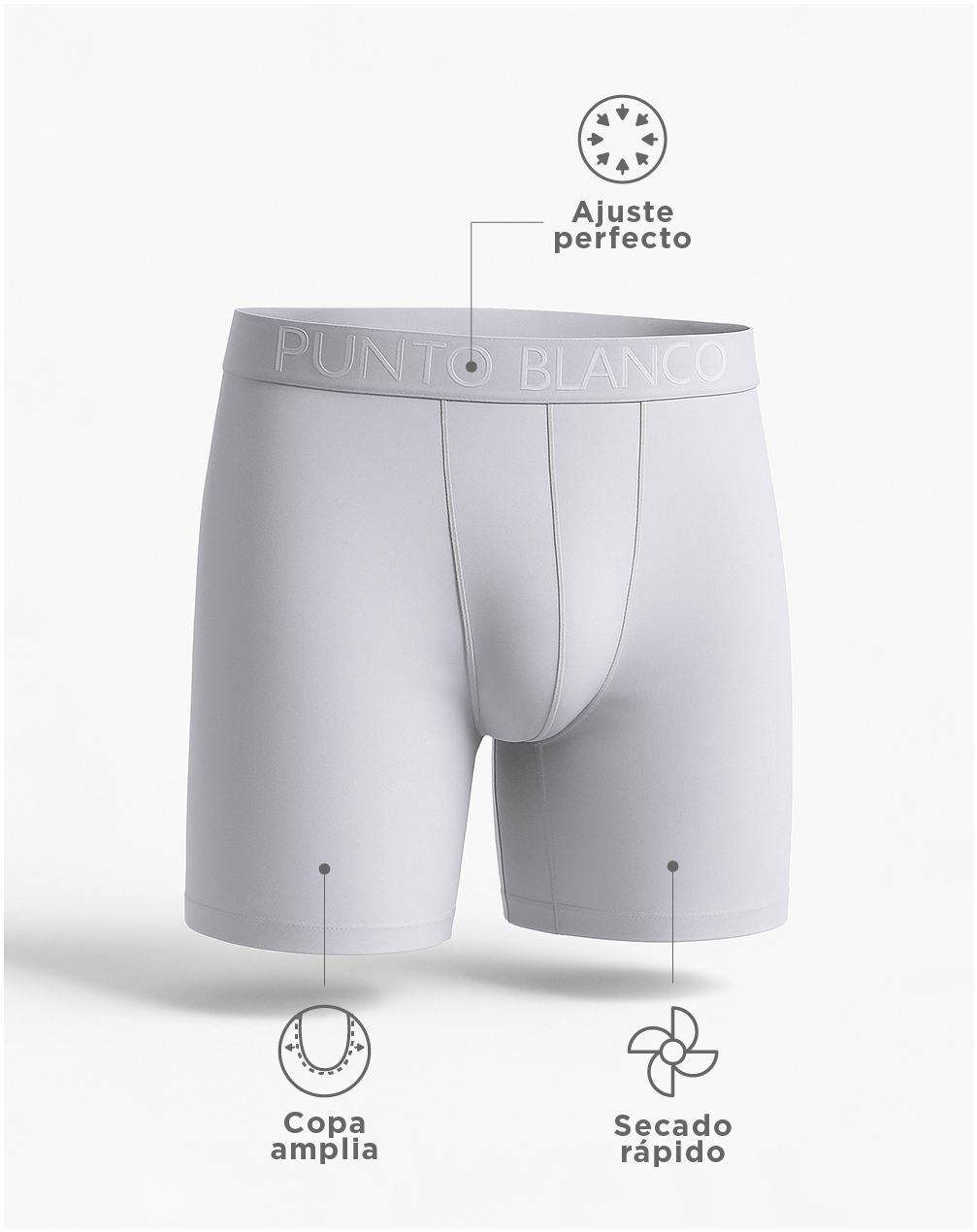 Bóxer deportivo largo microfibra copa amplia gris