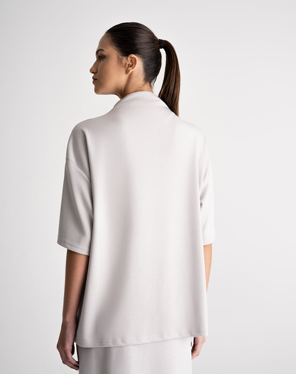 Camiseta oversize tacto suave gris mujer
