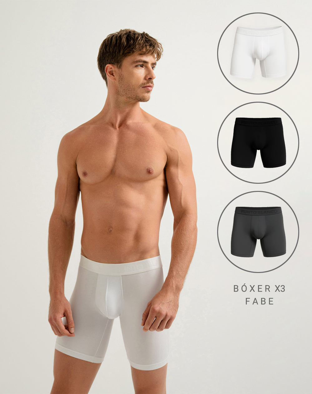 Pack de Bóxers Largos Ajustados Punto Blanco