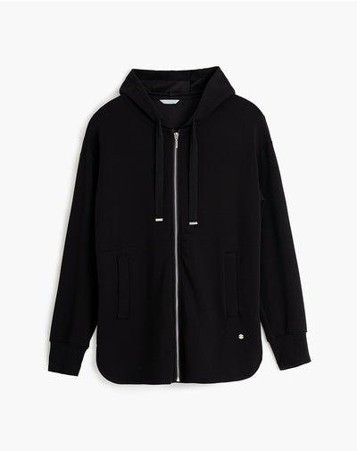 Chaqueta oversize tacto suave negra mujer