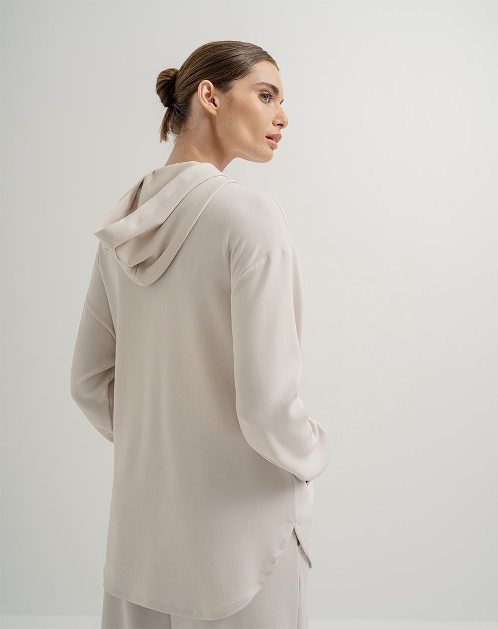 Chaqueta oversize tacto suave habano mujer