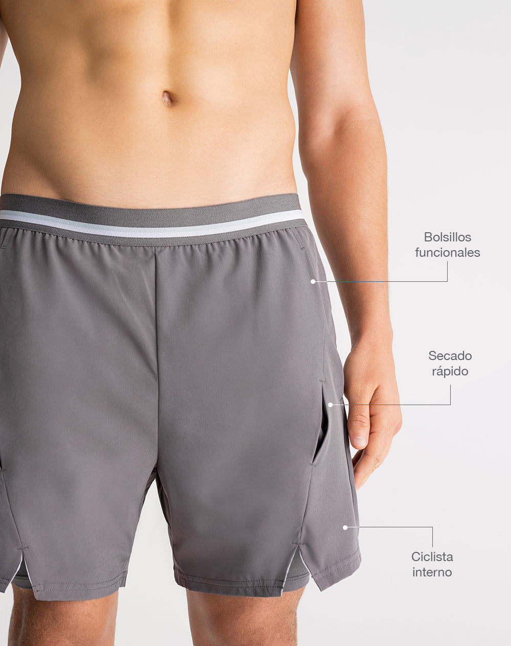 Pantaloneta deportiva ciclista interno gris hombre