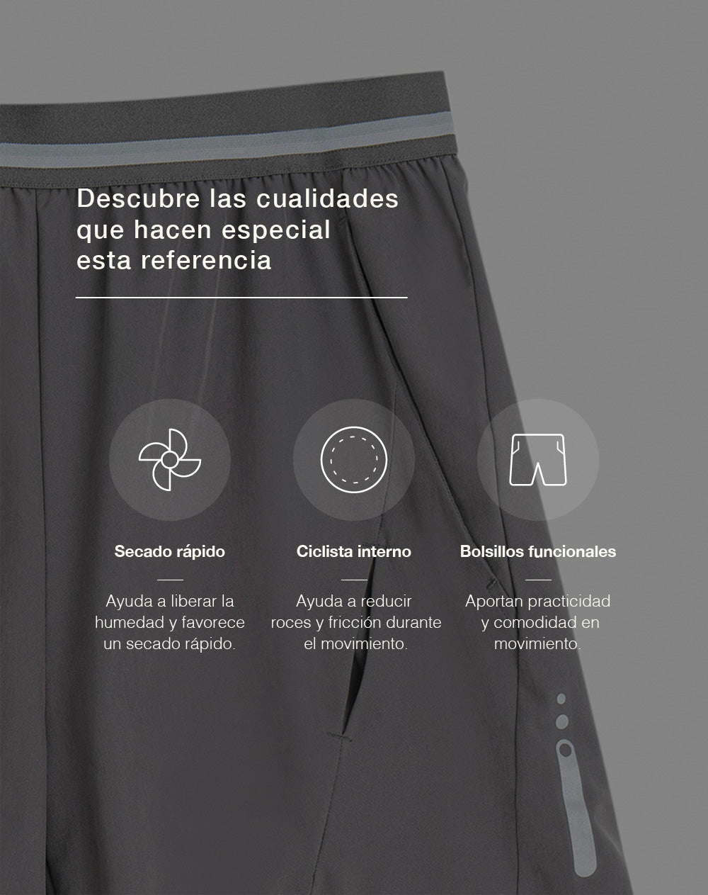 Pantaloneta deportiva ciclista interno gris hombre