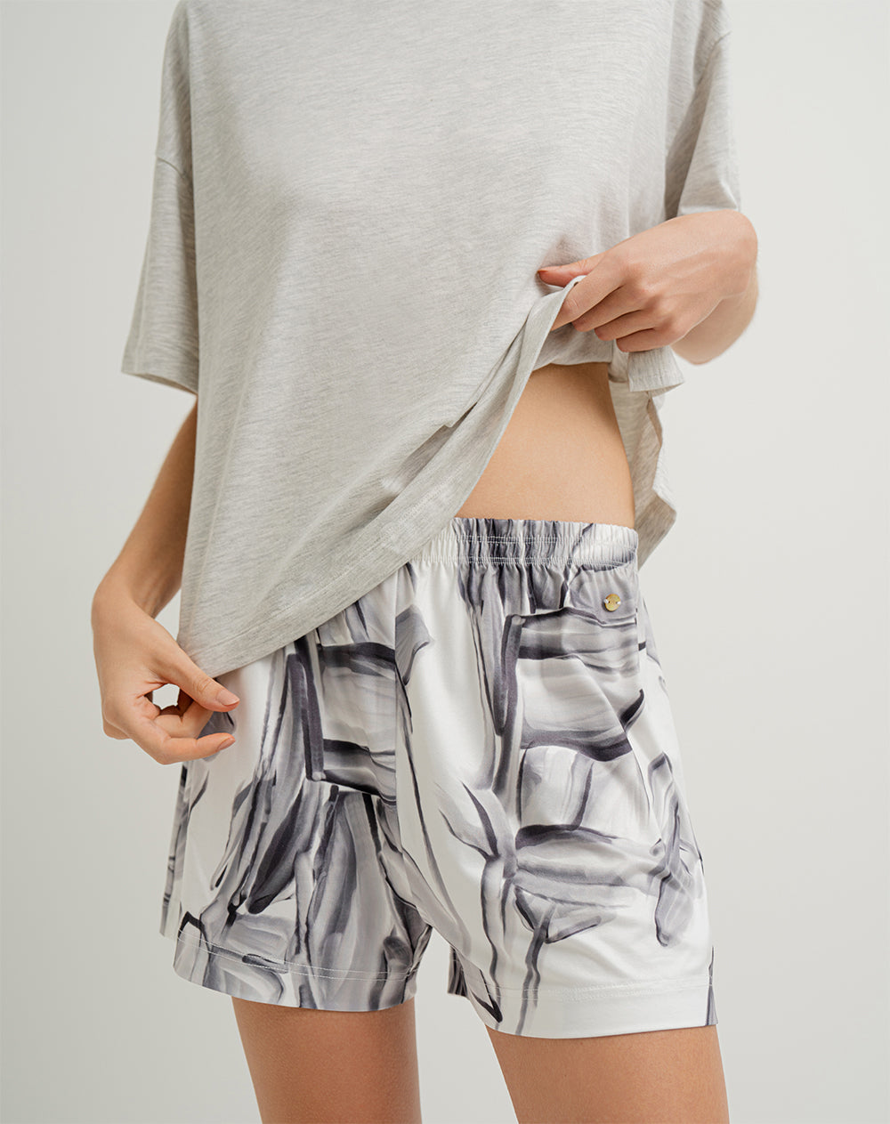 Short de pijama mujer gris estampado
