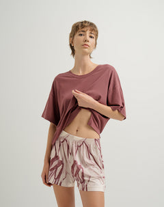 Short de pijama mujer habano estampado