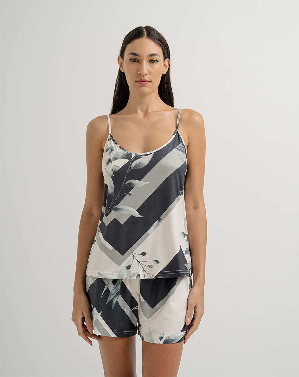 Short de pijama mujer verde estampado