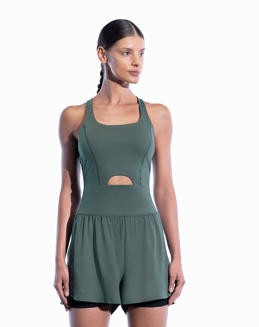 Enterizo deportivo control humedad verde mujer