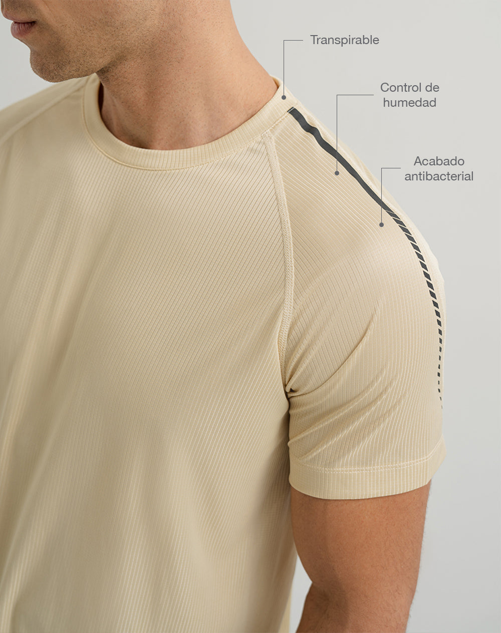 Camiseta deportiva control humedad amarilla hombre