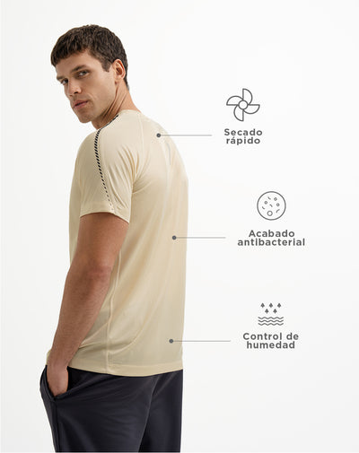 Camiseta deportiva hombre control humedad amarilla