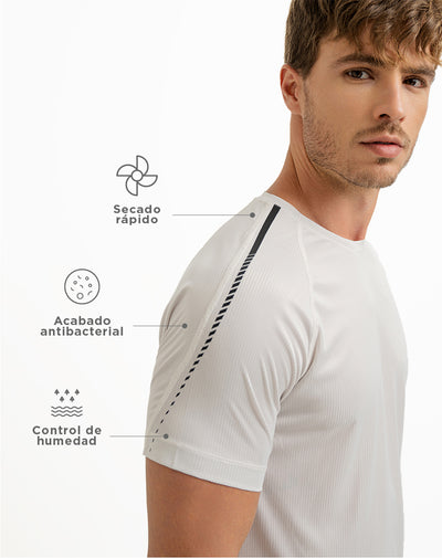 Camiseta deportiva hombre control humedad gris